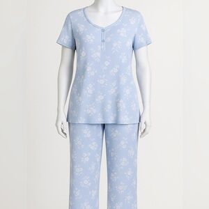 Laura Ashley Blue Floral Pajama Set Loungewear